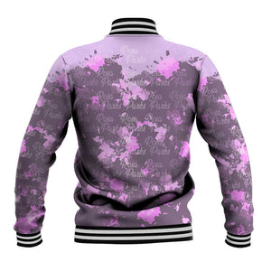 Rosa Parks Baseball Jacket Purple Floral Pattern Civil Rights Tribute Bold Name Repeated Text Design - African Pride