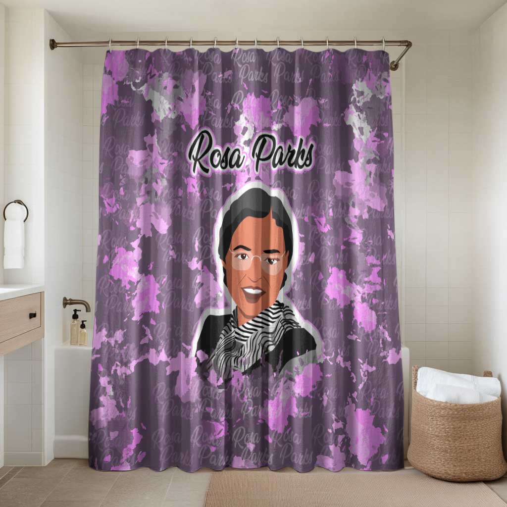 Rosa Parks Bathroom Set Purple Floral Pattern Civil Rights Tribute Bold Name Repeated Text Design - African Pride