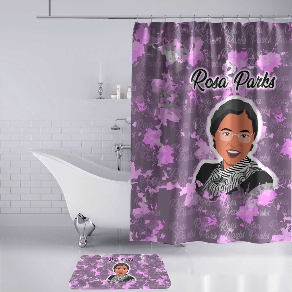 Rosa Parks Bathroom Set Purple Floral Pattern Civil Rights Tribute Bold Name Repeated Text Design - African Pride