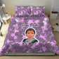 Rosa Parks Bedding Set Purple Floral Pattern Civil Rights Tribute Bold Name Repeated Text Design - African Pride