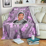 Rosa Parks Blanket Purple Floral Pattern Civil Rights Tribute Bold Name Repeated Text Design - African Pride