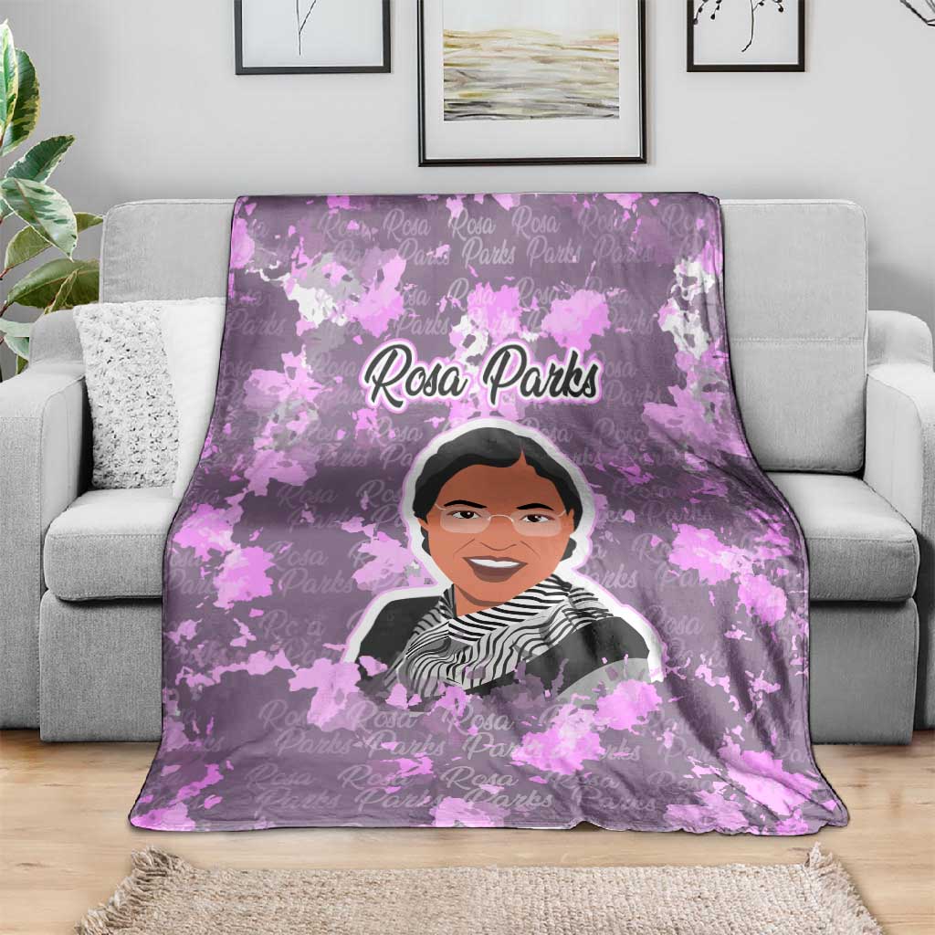 Rosa Parks Blanket Purple Floral Pattern Civil Rights Tribute Bold Name Repeated Text Design - African Pride