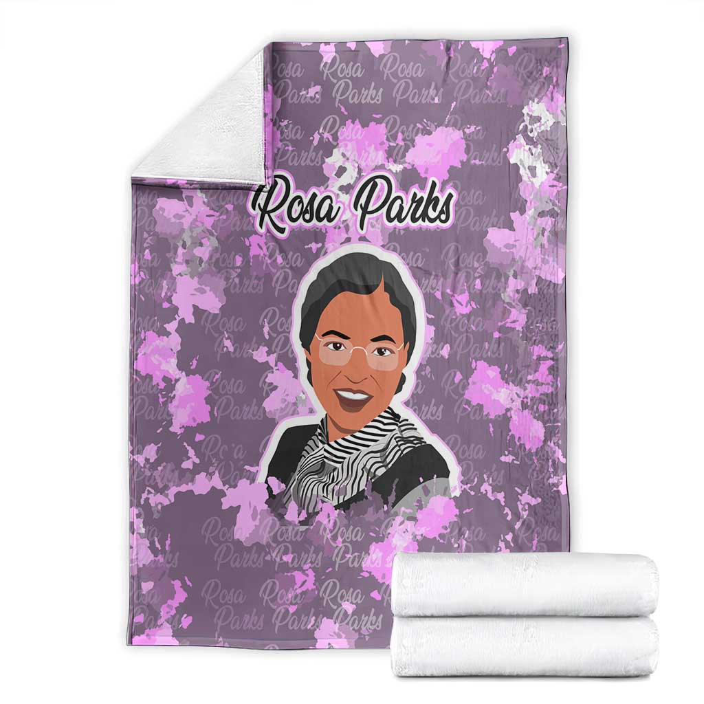 Rosa Parks Blanket Purple Floral Pattern Civil Rights Tribute Bold Name Repeated Text Design - African Pride