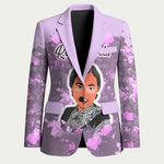 Rosa Parks Blazer Purple Floral Pattern Civil Rights Tribute Bold Name Repeated Text Design - African Pride
