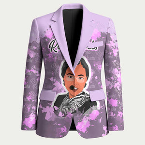 Rosa Parks Blazer Purple Floral Pattern Civil Rights Tribute Bold Name Repeated Text Design - African Pride