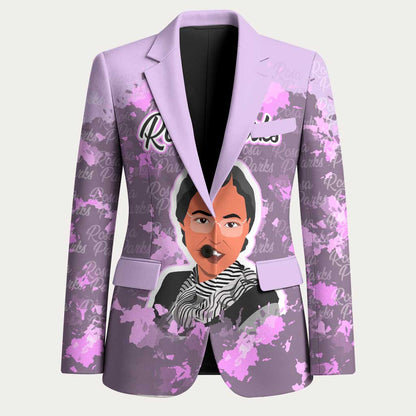 Rosa Parks Blazer Purple Floral Pattern Civil Rights Tribute Bold Name Repeated Text Design - African Pride