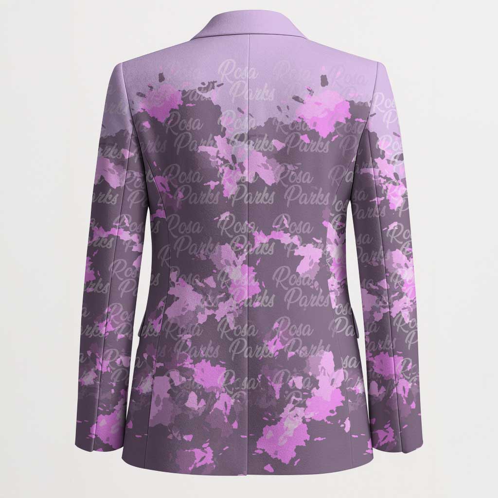 Rosa Parks Blazer Purple Floral Pattern Civil Rights Tribute Bold Name Repeated Text Design - African Pride