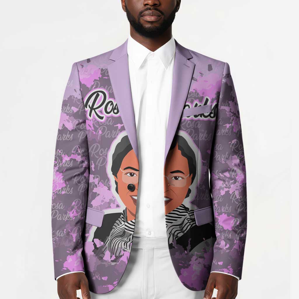 Rosa Parks Blazer Purple Floral Pattern Civil Rights Tribute Bold Name Repeated Text Design - African Pride