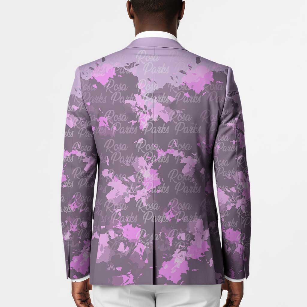 Rosa Parks Blazer Purple Floral Pattern Civil Rights Tribute Bold Name Repeated Text Design - African Pride