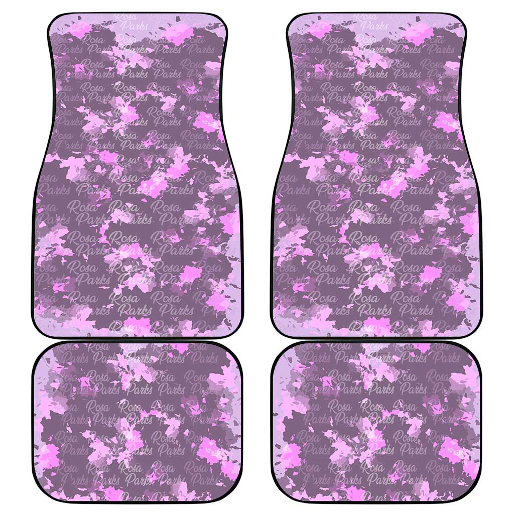 Rosa Parks Car Mats Purple Floral Pattern Civil Rights Tribute Bold Name Repeated Text Design - African Pride