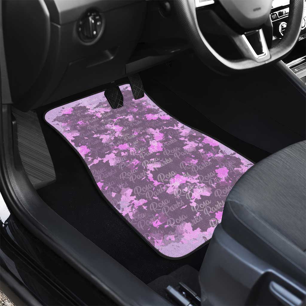 Rosa Parks Car Mats Purple Floral Pattern Civil Rights Tribute Bold Name Repeated Text Design - African Pride