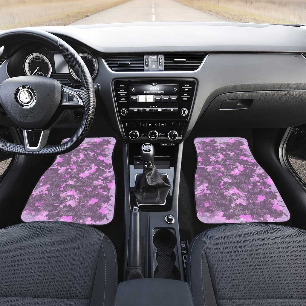 Rosa Parks Car Mats Purple Floral Pattern Civil Rights Tribute Bold Name Repeated Text Design - African Pride