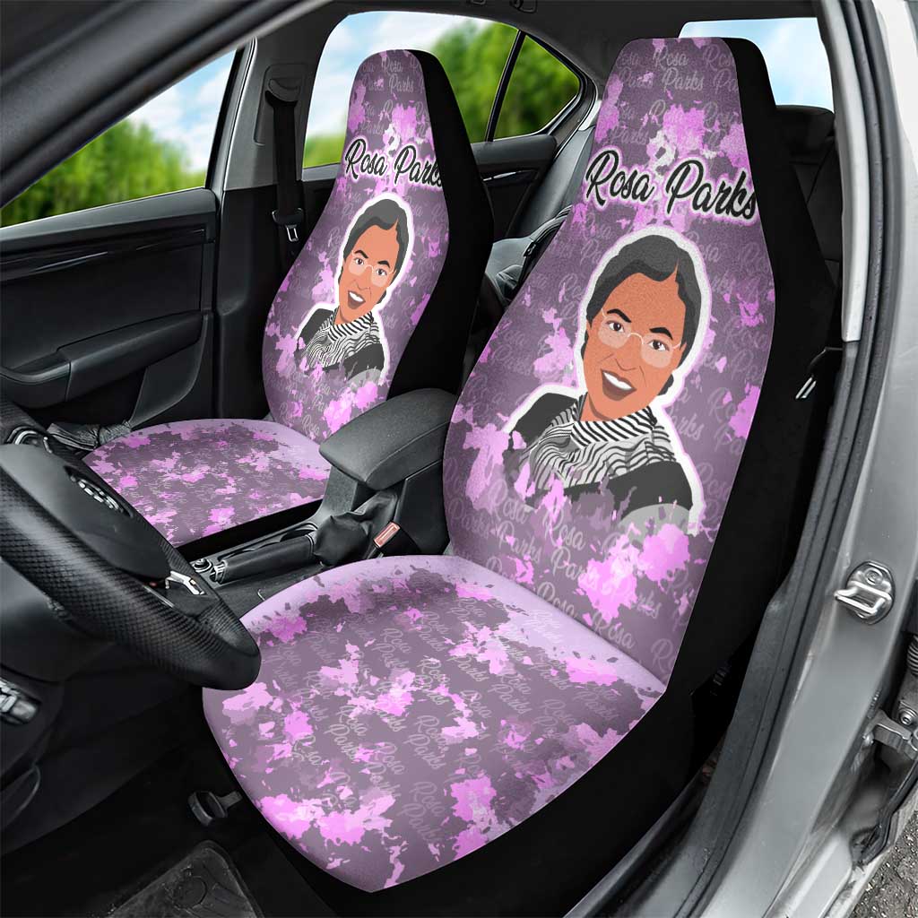 Rosa Parks Car Seat Cover Purple Floral Pattern Civil Rights Tribute Bold Name Repeated Text Design - African Pride