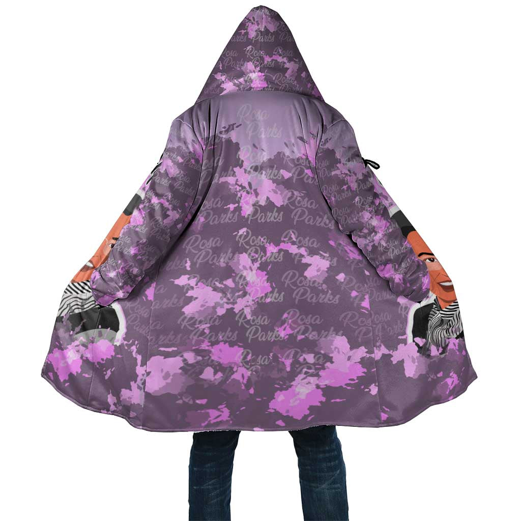Rosa Parks Cloak Purple Floral Pattern Civil Rights Tribute Bold Name Repeated Text Design - African Pride