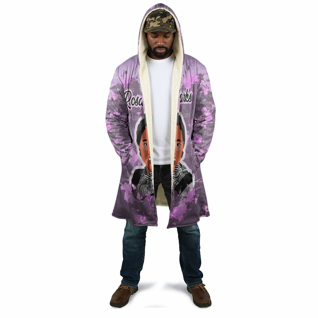 Rosa Parks Cloak Purple Floral Pattern Civil Rights Tribute Bold Name Repeated Text Design - African Pride