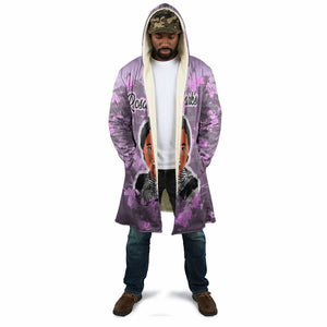 Rosa Parks Cloak Purple Floral Pattern Civil Rights Tribute Bold Name Repeated Text Design - African Pride
