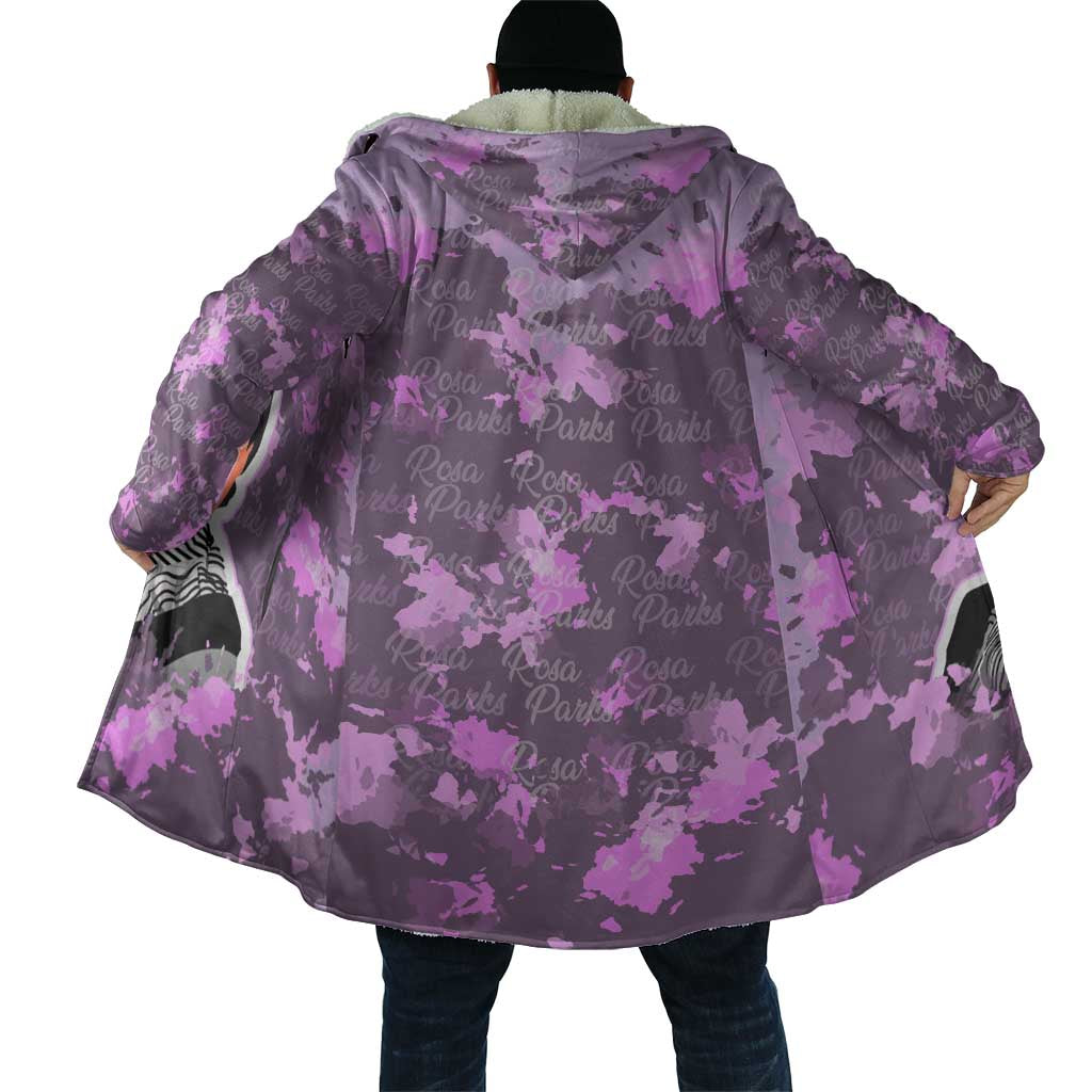 Rosa Parks Cloak Purple Floral Pattern Civil Rights Tribute Bold Name Repeated Text Design - African Pride