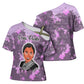 Rosa Parks Cross Shoulder Shirt Purple Floral Pattern Civil Rights Tribute Bold Name Repeated Text Design - African Pride