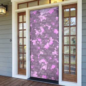 Rosa Parks Door Cover Purple Floral Pattern Civil Rights Tribute Bold Name Repeated Text Design - African Pride