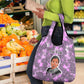 Rosa Parks Grocery Bag Purple Floral Pattern Civil Rights Tribute Bold Name Repeated Text Design - African Pride
