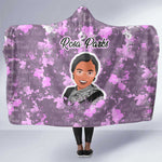 Rosa Parks Hooded Blanket Purple Floral Pattern Civil Rights Tribute Bold Name Repeated Text Design - African Pride