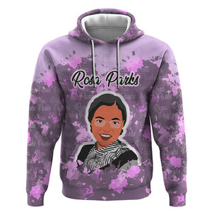 Rosa Parks Hoodie Purple Floral Pattern Civil Rights Tribute Bold Name Repeated Text Design - African Pride