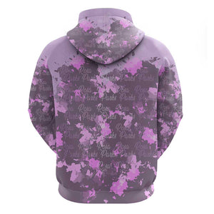 Rosa Parks Hoodie Purple Floral Pattern Civil Rights Tribute Bold Name Repeated Text Design - African Pride