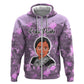 Rosa Parks Hoodie Purple Floral Pattern Civil Rights Tribute Bold Name Repeated Text Design - African Pride
