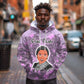 Rosa Parks Hoodie Purple Floral Pattern Civil Rights Tribute Bold Name Repeated Text Design - African Pride
