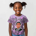 Rosa Parks Kid T shirt Purple Floral Pattern Civil Rights Tribute Bold Name Repeated Text Design TS04