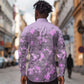 Rosa Parks Long Sleeve Button Shirt Purple Floral Pattern Civil Rights Tribute Bold Name Repeated Text Design - African Pride