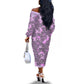 Rosa Parks Off The Shoulder Long Sleeve Dress Purple Floral Pattern Civil Rights Tribute Bold Name Repeated Text Design - African Pride