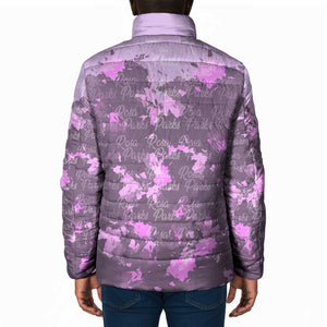 Rosa Parks Padded Jacket Purple Floral Pattern Civil Rights Tribute Bold Name Repeated Text Design - African Pride