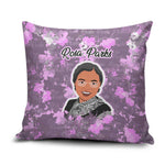 Rosa Parks Pillow Cover Purple Floral Pattern Civil Rights Tribute Bold Name Repeated Text Design - African Pride
