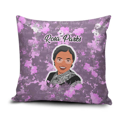 Rosa Parks Pillow Cover Purple Floral Pattern Civil Rights Tribute Bold Name Repeated Text Design - African Pride