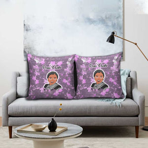 Rosa Parks Pillow Cover Purple Floral Pattern Civil Rights Tribute Bold Name Repeated Text Design - African Pride