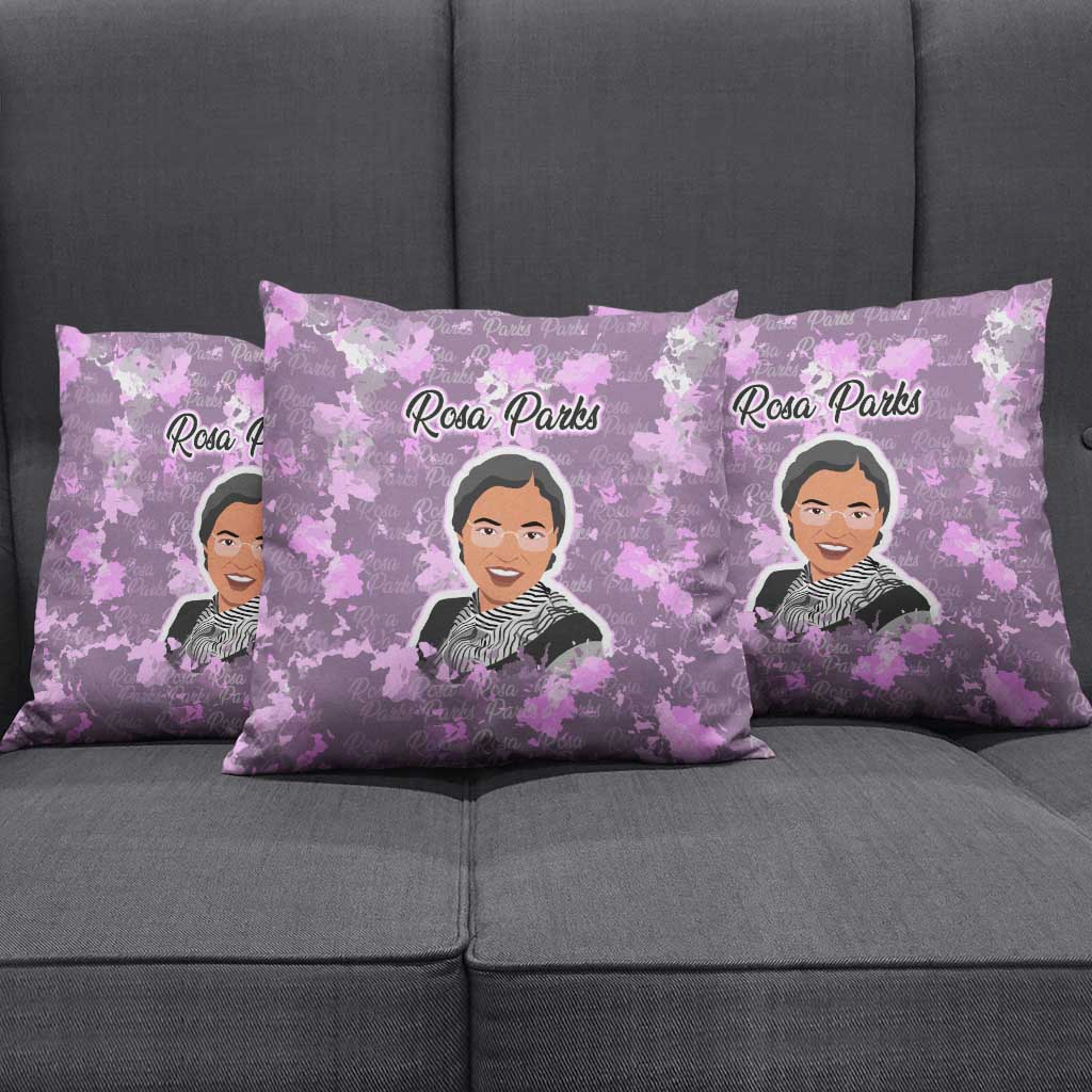 Rosa Parks Pillow Cover Purple Floral Pattern Civil Rights Tribute Bold Name Repeated Text Design - African Pride