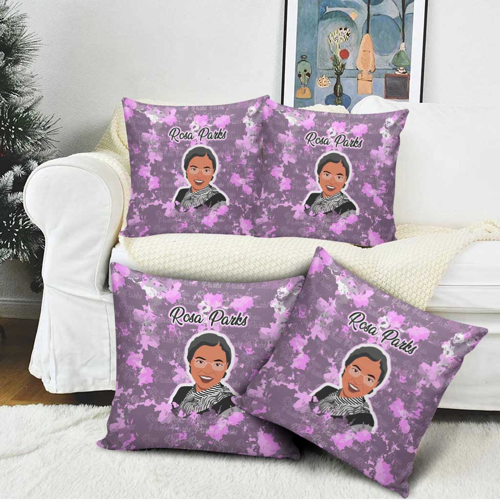 Rosa Parks Pillow Cover Purple Floral Pattern Civil Rights Tribute Bold Name Repeated Text Design - African Pride