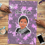 Rosa Parks Puzzle Purple Floral Pattern Civil Rights Tribute Bold Name Repeated Text Design - African Pride