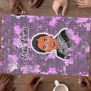 Rosa Parks Puzzle Purple Floral Pattern Civil Rights Tribute Bold Name Repeated Text Design - African Pride