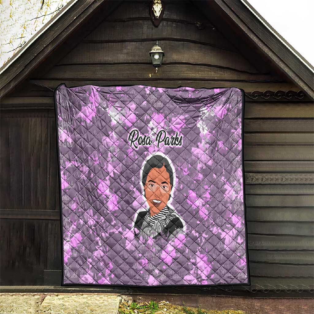Rosa Parks Quilt Purple Floral Pattern Civil Rights Tribute Bold Name Repeated Text Design - African Pride