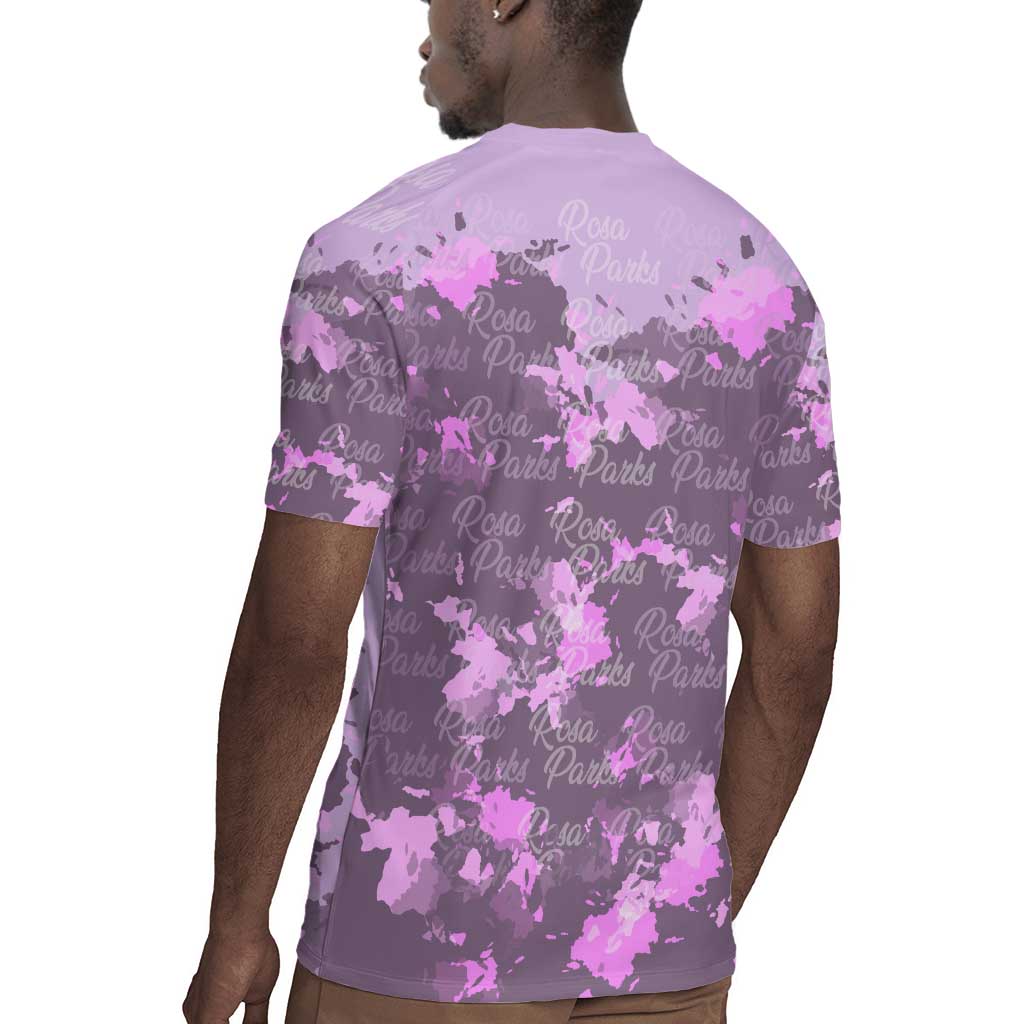 Rosa Parks Rugby Jersey Purple Floral Pattern Civil Rights Tribute Bold Name Repeated Text Design TS04