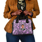 Rosa Parks Shoulder Handbag Purple Floral Pattern Civil Rights Tribute Bold Name Repeated Text Design - African Pride