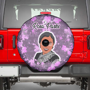 Rosa Parks Spare Tire Cover Purple Floral Pattern Civil Rights Tribute Bold Name Repeated Text Design - African Pride