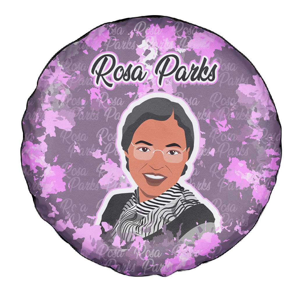 Rosa Parks Spare Tire Cover Purple Floral Pattern Civil Rights Tribute Bold Name Repeated Text Design - African Pride