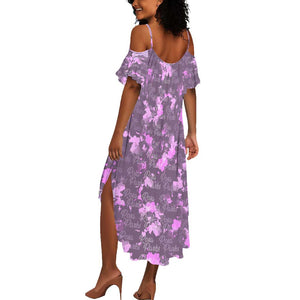 Rosa Parks Summer Maxi Dress Purple Floral Pattern Civil Rights Tribute Bold Name Repeated Text Design TS04