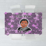 Rosa Parks Tablecloth Purple Floral Pattern Civil Rights Tribute Bold Name Repeated Text Design - African Pride