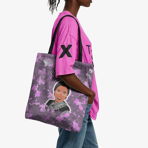 Rosa Parks Tote Bag Purple Floral Pattern Civil Rights Tribute Bold Name Repeated Text Design - African Pride