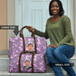Rosa Parks Travel Bag Purple Floral Pattern Civil Rights Tribute Bold Name Repeated Text Design - African Pride