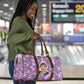 Rosa Parks Travel Bag Purple Floral Pattern Civil Rights Tribute Bold Name Repeated Text Design - African Pride